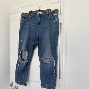 Abercrombie & Fitch Curve Love High Rise Mom Jean - distressed